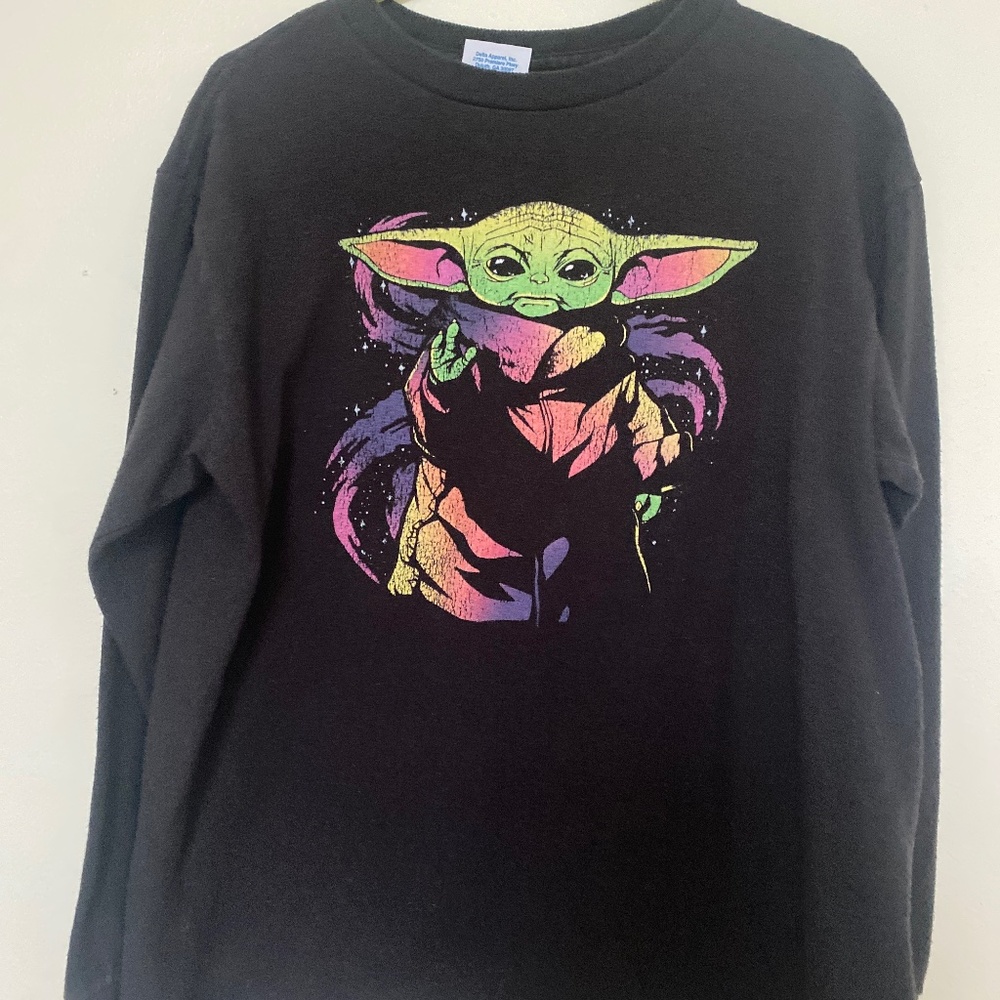 Baby Yoda Long Sleeve Shirt, youth small